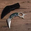 Oferta especial Karambit facas 440c lâmina de cetim completo Tang Micarta lidar com lâminas fixas garra faca tática com bainha de couro