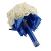 Flores decorativas grinaldas casamento buquê nupcial dama de honra aartificial rosa flor fita pérola posy fandimade abastecimento b