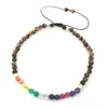 JLN 3mm Facettes Gemme Bracelet Réglable Minuscules Perles Rose Tourmaline Améthyste Lapis Quartz Noir Spinelle Réglable Tressé Sept Chakra Bracelets Pour Femmes Hommes