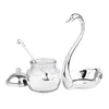 Bouteilles de stockage Pots en alliage d'aluminium Condiment Pot Assaisonnement Conteneur Spice GL Jar Sel Sucrier Poivre Café Organisateur Swan Rack Set1