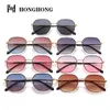 2022 mode HONGHONG Metall Scharnier frauen Sonnenbrille Mit Farbverlauf UV400 Objektiv Outdoor Vintage Gold Oculos De Sol