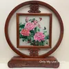 Free DHL Office Home Decoration Chinese style Table Decor Ornaments Hand Silk Embroidery Patterns with Bubinga Frame Christmas Business Gift