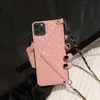 Kreditkarten-Handyhüllen, Brieftasche, lange Kette, für iPhone 13, 12 Mini, 11 Promax, XS Max, Diamantgitter-Textur, Abdeckung mit Trap8093648