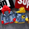 Jaquetas jaqueta outono meninos hoodies patchwork casaco denim manga longa outerwear crianças blusão para 2 3 4 5 6 7 lj201124