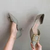 Robe chaussures femmes classique pointu talons hauts boucle carrée design sens du tempérament sandales stiletto 220314