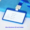 45cm Neck Horizontal Aluminum Alloy Work Name Card Holders Business ID Badge Lanyard Holder Metal Case