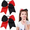 Meisje paardenstaart houder haar touw rubber band patchwork grote bogen juichen lint elastische grosgrain cheerleading stropdas