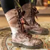 Stivali 2021 a metà polpaccio autunno inverno scarpe basse antiscivolo stivali da neve da donna con fibbia retrò in pelle Steampunk sexy vintage1