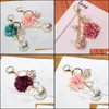 Keychains Acess￳rios de moda criativo Rose Rose Stromeston Chain Feminina Feminina Doce Doce de Cinco Pontos Star Bag Pingente Cha￧o Charme Flor Pearl