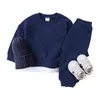 의류 세트 Milancel 2022 Spring Kids Suit Clother Cotton Round Neck Sweatshirt Sweatpants 캐주얼 솔리드 세트