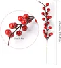 Konstgjord röd bär holly bär stam, faux frukt växt spray grenar kvistar kvistar till julgran / hantverk / semester / bröllop / heminredning