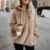 Vrouwen Hoodies Sweatshirt Winter Fleece Hoodie Warm Tops Vrouwelijke Solid Button Kleding Dames Hoody Hoodies Plus Size