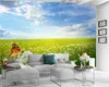 Papel tapiz de flores 3d Pieza romántica de diente de león Decoración para el hogar Sala de estar Dormitorio Revestimiento de paredes HD Fondos de pantalla modernos