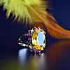 DreamCarnival1989 Fabulous Statement Rings for Women Elegant Golden Zircon Anniversary Party Must Have Jewelry WA11877G 220216