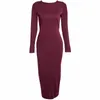 Mode noir à manches longues robes de soirée femmes vêtements dos complet Robe à glissière Sexy Femme crayon serré Dress241M