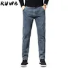 Winter Classic Style Mężczyźni Marka Jeans Business Casual Stretch Dżinsowe Spodnie Jasne Niebieskie Czarne Spodnie Mężczyzna Z Plus Rozmiar