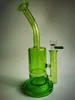 Vintage 10inch Heady Original Green Glass Bong Water smoking hookah pipe 14mm Joint Bubbler honeycomb Perc Oil Dab Rigs can put customer logo