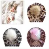 Neue Herbst Winter Säuglings Baby Mädchen Tie Dye/Leopard Hut Pelz Ball Turban Headwrap Hüte Mädchen Kinder Hüte Kinder kappe Beanies