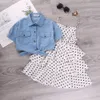 HE Hello Enjoy Girls Clothes Sets 2020 Summer Teenagers Dot Sling Princess Dress +Denim Blouse 2pc Kids Big Girl Dresses 4 10 12 LJ200916