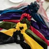 Fluwelen scrunchies paardenstaart sjaal effen kleur lange streamers haar stropdassen elastische goud fluwelen boog haarbanden winter haaraccessoires 8 kleur 6297