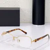 NIce Lunettes demi-cerclées pour femmes élégantes et exquises Designer Lunettes de vue en métal de forme carrée Strass incrustés sur le côté dame glasse 2174B