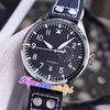 46mm Big Pilot IW500912 Asian 2813 Automatic Mens Watch 7 Day Power Reserve Black Dial Steel Case Leather Strap Gents Sport Watches Timezonewatch E115A (1)