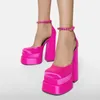 Nueva marca de sandalias de mujer, zapatos de verano, zapatos sexis de tacón alto grueso con plataforma, vestido negro, rojo y amarillo, zapatos de boda para fiesta, zapatos de tacón para mujer 220312