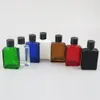 20 x Empty 1oz Square Flat Black white clear red blue green Glass Bottle With Aluminium Lid Cream Cosmetic Containers 30ml