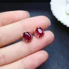 Natural New Blood Ruby Gemstone Kolczyki dla kobiet Real 925 Sterling Silver