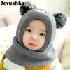 Newborn Winter Warm Lining Cartoon Tiger Neck Girl and Baby Boy Beanie Kids Hat HT19031 Y201024