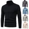 Heren Sweaters Mode Merk Slanke Knit Revers Lange Mouw Turtleneck Effen Kleur Regelmatige trui voor Mannen Winter Hoge Hals