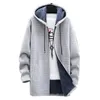 Men's Sweaters Men Sweater Fleece Cardigan Winter Jacket Slim Simple Long Hooded Hooodies Thick Warm Coat 2022 Mens Clothing 4XL