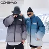 Gonthwid hip hop gradient slips färgämne print bomull vadderad puffer parka jackor streetwear män mode punk rock tjocka parkas rockar 201119