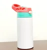 Sublimation Leere Wasserflaschen Beschichtung Tasse Cartoon 316 Edelstahl Kinder Stroh Isolierung Tassen Wasser Flasche Becher Kostenloser DHL Schiff HH21-58