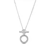 Fine jewelry Authentic 925 Sterling Silver Necklace Fit Pandora Pendant Charm Double Hoop T-bar Love Engagement DIY Wedding Necklaces