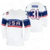 USA 2022 Winter Hockey Jersey Andy Miele Aaron Ness Ben Meyers Nick Shore Pat Nagle Strauss Mann Drew Commesso Noah Cates Sean Farrell Marc Mclaughlin