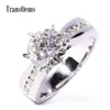 Transgems Classic Solid 14k White Gold 2CT CT Diameter 8mm F Color Engagement Ring for Women Wedding Present Y200620