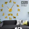 Geschenk für Pudelliebhaber 3D DIY lange Hände Wanduhr Hund Club Mode Dekoration mit niedlichen Knochen Tiere Shop Ornament Uhr Uhr LJ200827