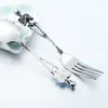 Titanium Steel Skeleton Skull Fork Spoon Tableware Vintage Dinner Table Flatware Cutlery Set Metal Crafts Halloween Party Gifts T2294U