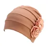 Cappello per il cancro con volant in stile occidentale per la perdita dei capelli da donna Accessori comodi Modello floreale casual Berretto morbido Berretto per chemioterapia Solido1