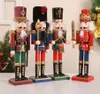 30 cm in legno natale schiacciatori soldati burattini Zakka creativo decorazione desktop grande dimensione ornamenti natalizi di natale disegno noci soldier