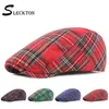 Bérets SLECKTON chapeau à carreaux pour hommes et femmes mode France casquette plate unisexe décontracté Sboy casquettes été visières Gorras papa