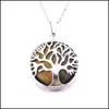 Pendentif Colliers Pendentifs Bijoux Pierre Gemme Ronde Naturelle Arbre De Vie Quartz Cristal Blanc Lapis Lazi Oeil De Tigre Opale Neklace Drop Delive