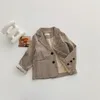 Kinder Kostüm Tops Mädchen Plaid Anzug Mantel Langarm Kinder Jacke Baumwolle Mode Kleinkind Neue Herbst Kleidung Baby Mädchen Jacken 2- LJ201124