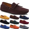 2056 Nieuwe Mode heren Casual Schoenen Leer Britse stijl lente Paar Echt Erwten Scrub mannen Drive Luie man overschoenen outdoor comfortabel ademend zwart geel