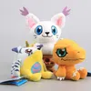 8 pezzi / set Digimon Adventure Agumon Gabumon Tailmon Tentomon simpatico ciondolo in peluche con portachiavi regalo per bambini LJ201126