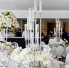Bröllopshändelser Dekorativa Tall Transparent Bröllopsbord Centerpieces Crystal Candle Stand Holders Rensa Akryl Piedestal för dinning Tabeller Decor