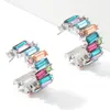 Hoop & Huggie Women Earrings Fashion Color Diamond Series Alloy Acrylic Simple C-shaped Gold Silver Lady Party