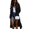 Women's Trench Coats 2021 Women Long Sleeve Solid Color Coat Autumn Winter Casual Temperament Female Outerwear Black Size XL SJ4711C