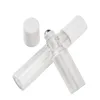 100pcs / lot 5ml 10ML rouleau vide bouteille en verre sur Perfume Bottle Bouteilles Roller Huile essentielle d'emballage bonnet blanc et noir